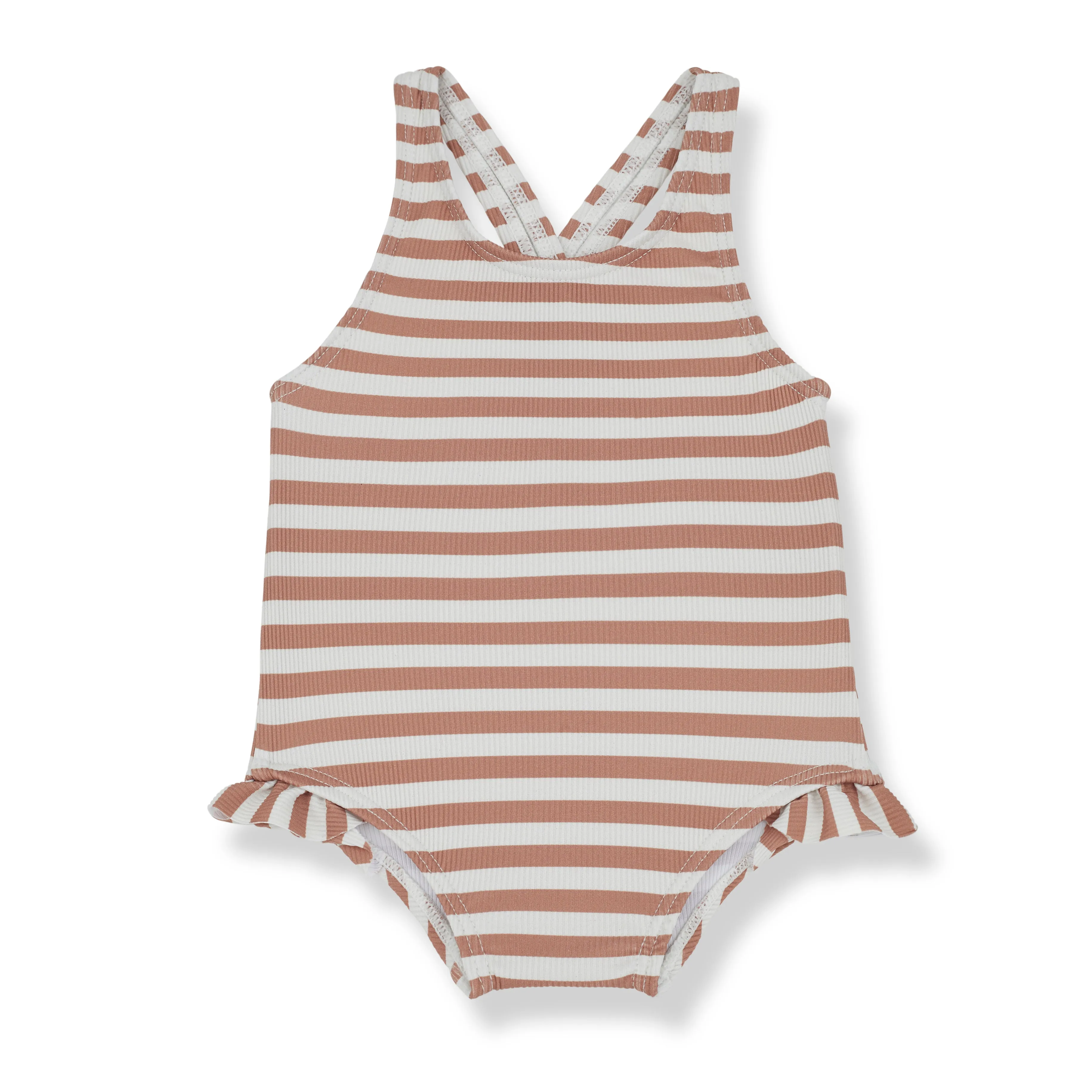 1  IN THE FAMILY 2PC STRIPED SWIMSUIT AND BATHING CAP