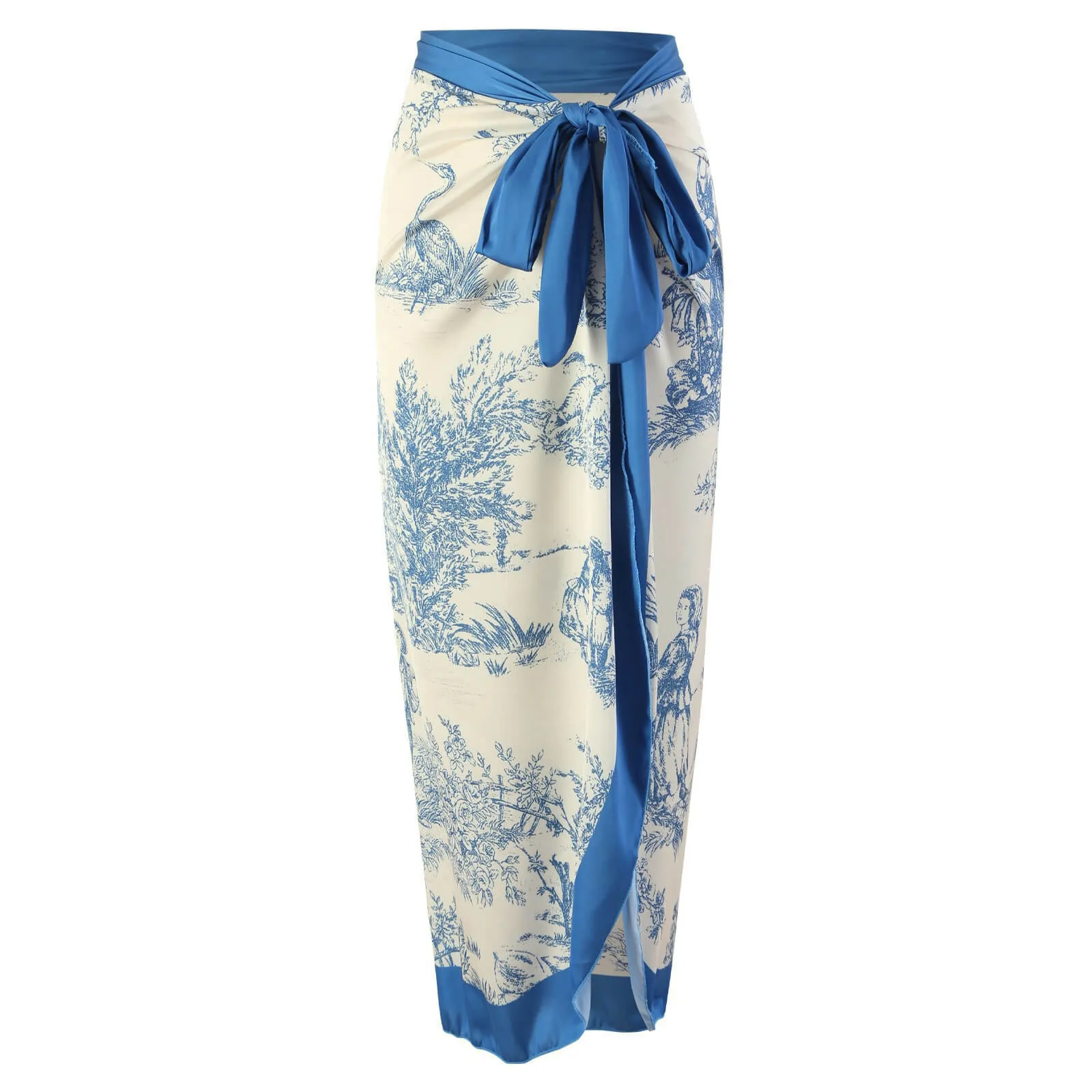 1960s Ink Floral Patchwork Tie-Up Cover-Up