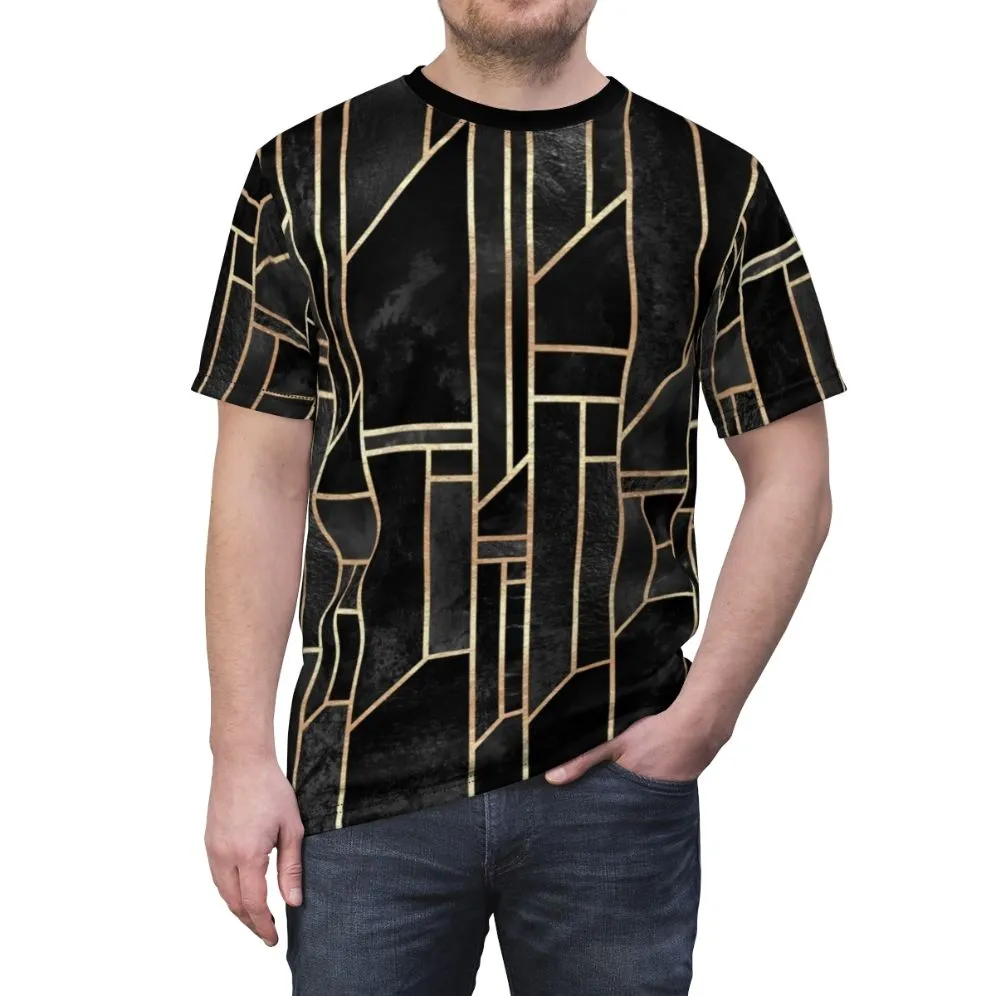 Abstract Geometric Dark Graphic T-Shirt