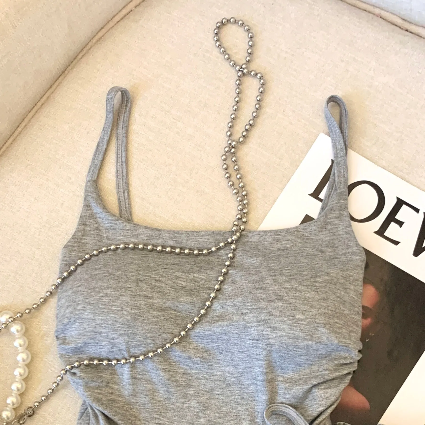 Asymmetric Drawstring Padded Camisole