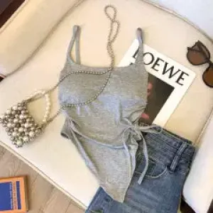 Asymmetric Drawstring Padded Camisole
