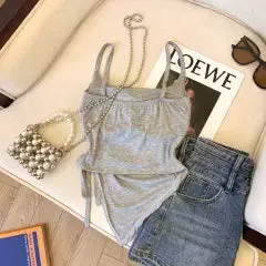 Asymmetric Drawstring Padded Camisole