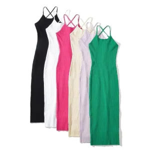 Backless Lace-Up Dress