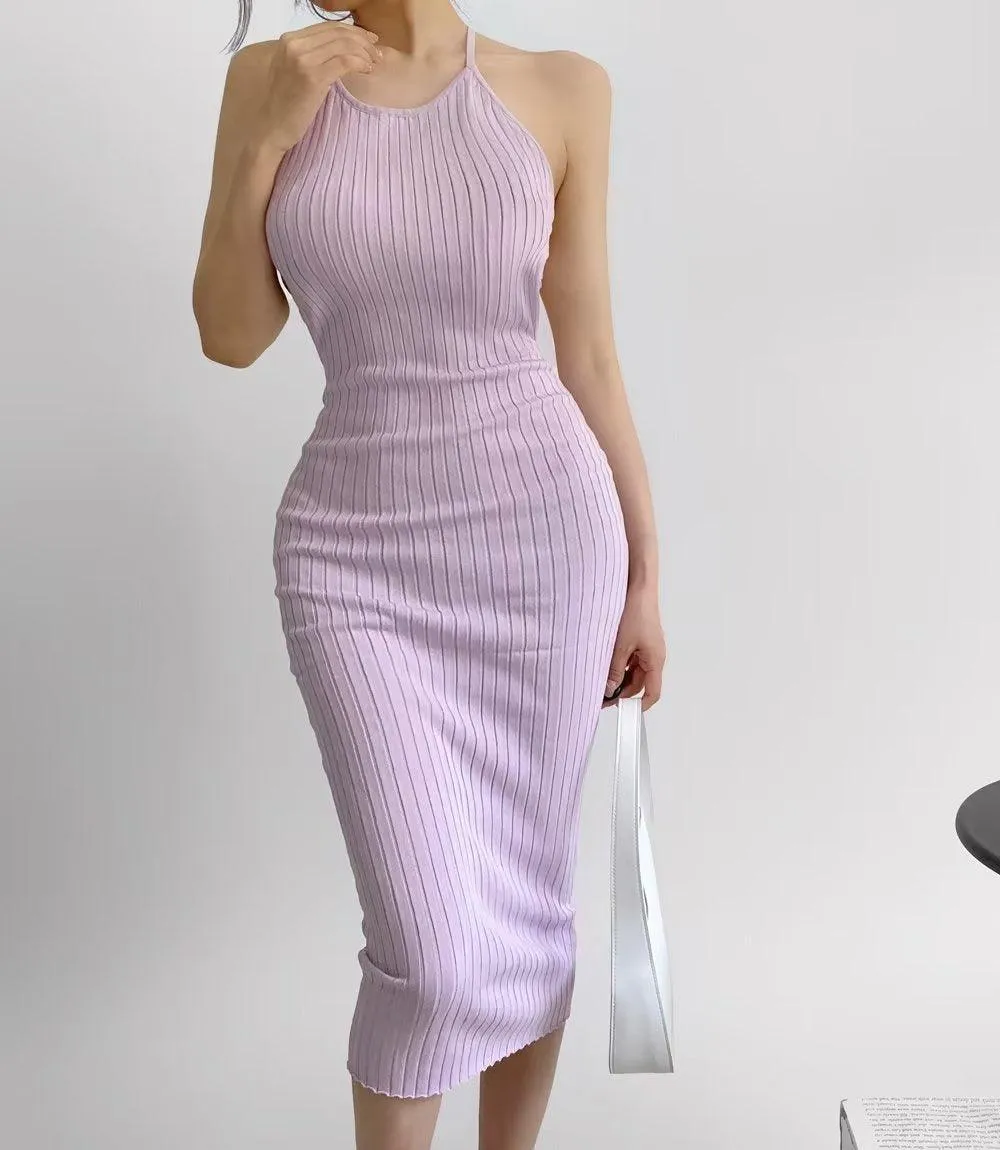 Backless Lace-Up Dress