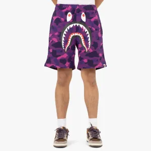 BAPE Color Camo Shark Sweat Shorts / Purple