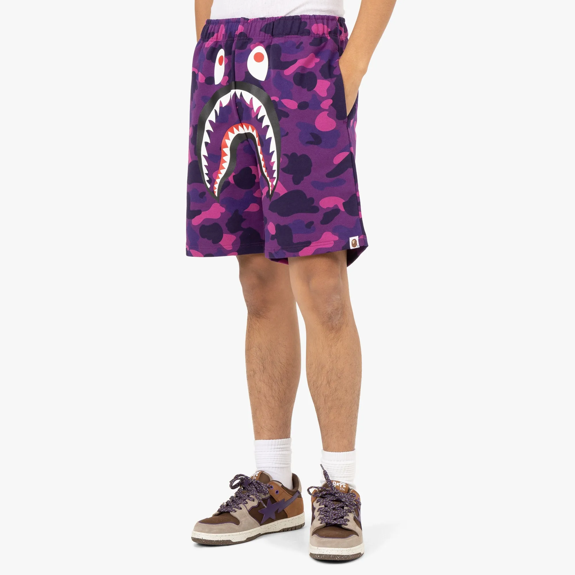 BAPE Color Camo Shark Sweat Shorts / Purple