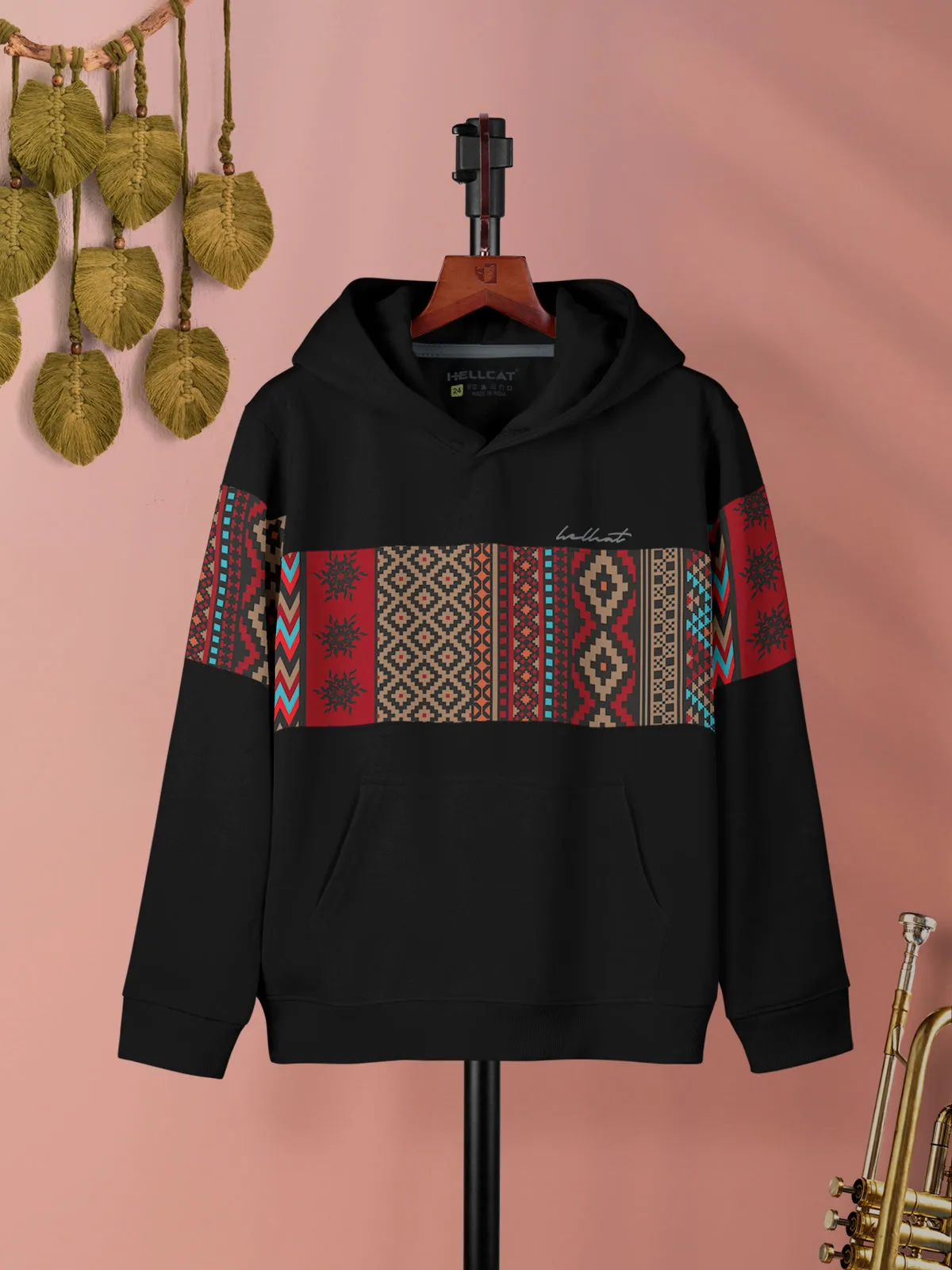 Black & Beige Printed Cotton Blend Hoodie Sweatshirt For Girls - Pack of 2