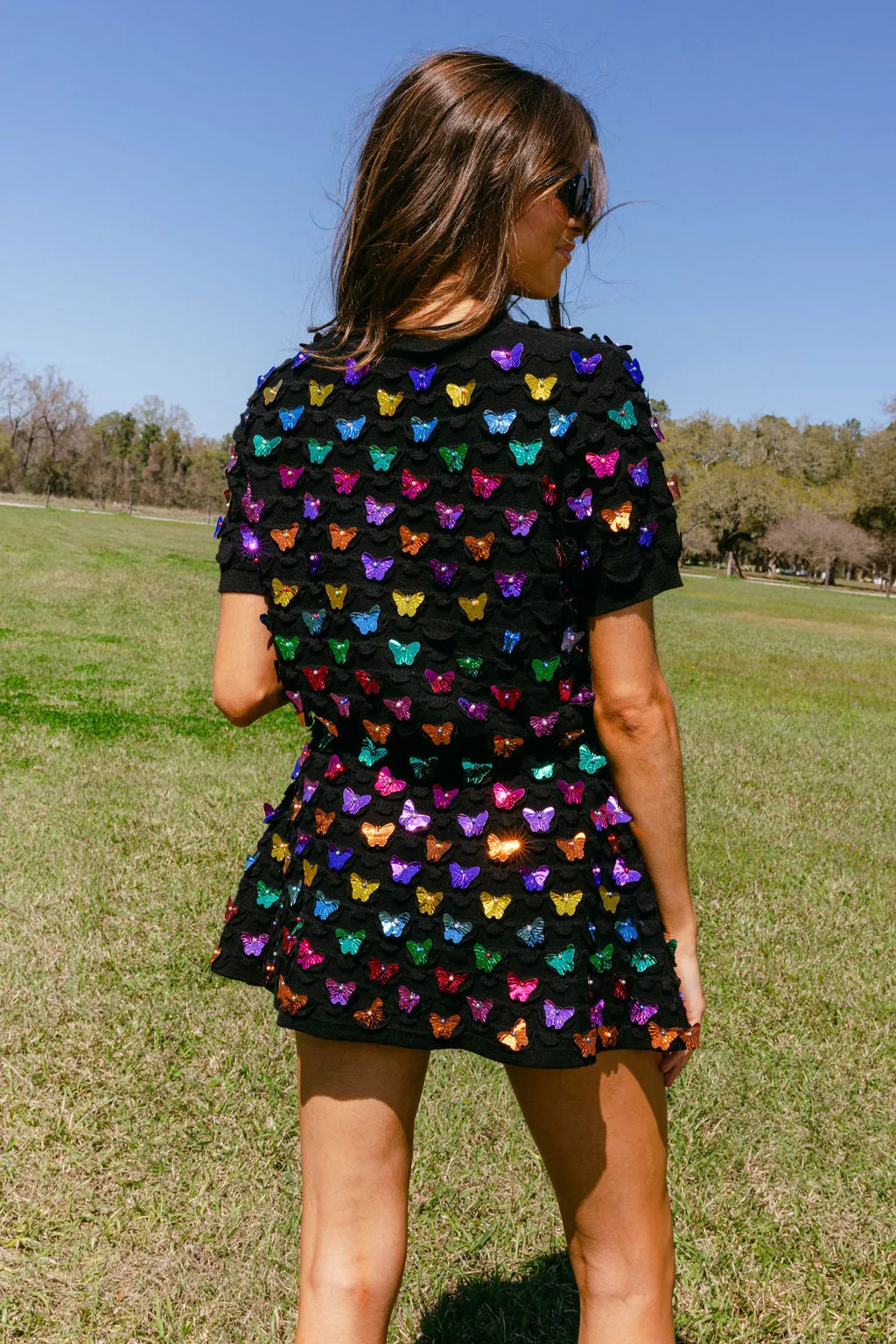 Black & Rainbow Butterfly Pailette Skirt