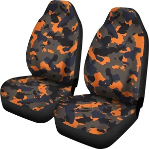 Black And Orange Camouflage Print Universal Fit Car Seat Covers
