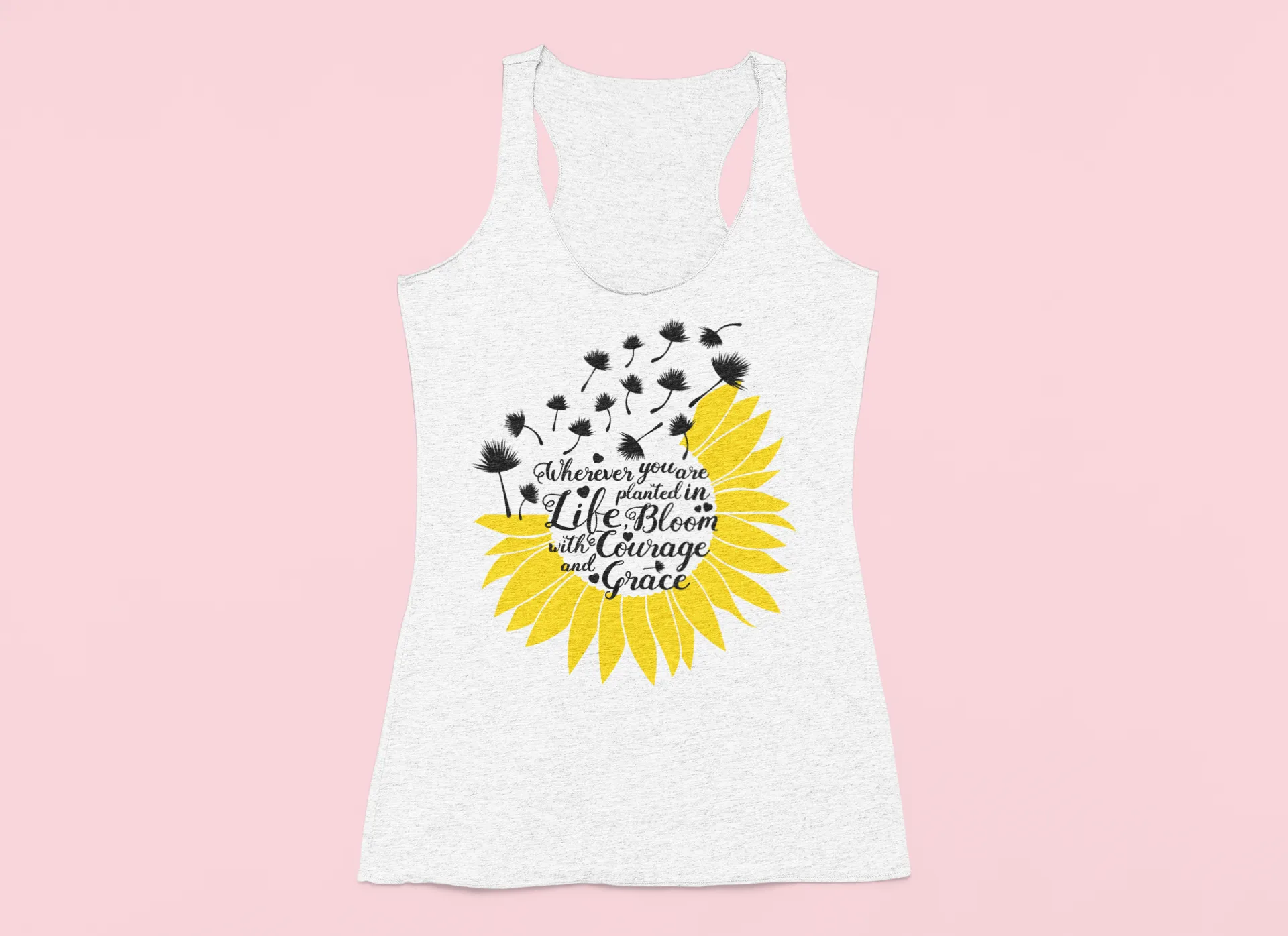 Bloom with Courage & Grace – Inspirational Graphic Tank Top