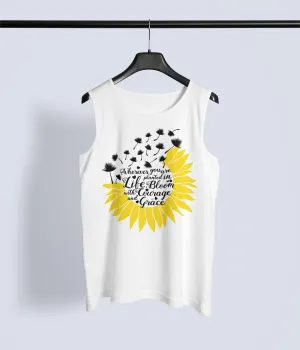 Bloom with Courage & Grace – Inspirational Graphic Tank Top