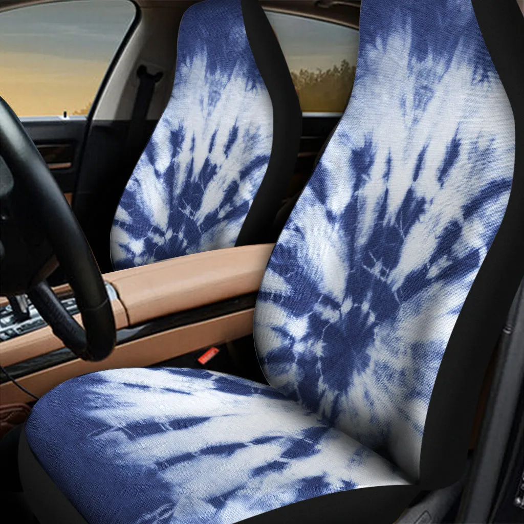 Blue And White Tie Dye Print Universal Fit Car Seat Covers
