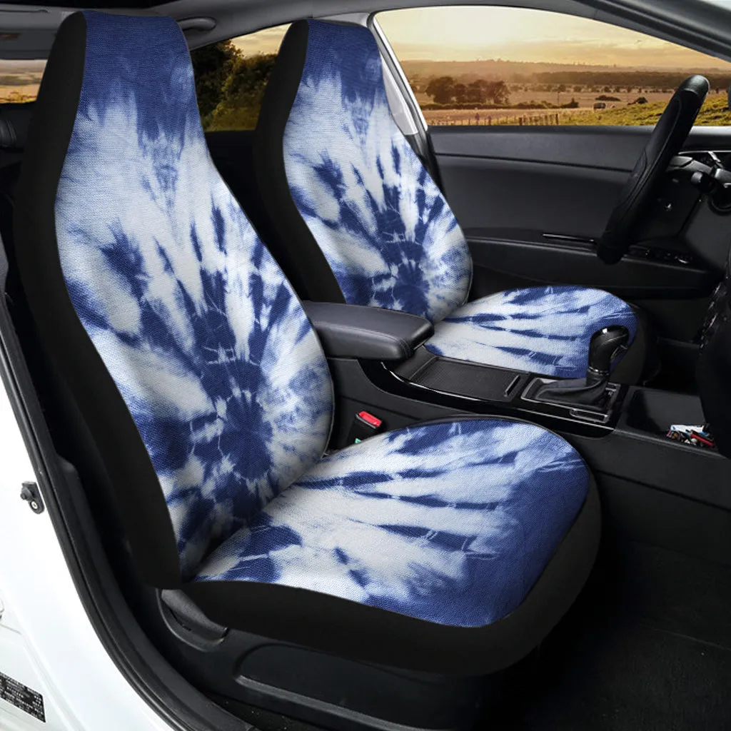 Blue And White Tie Dye Print Universal Fit Car Seat Covers