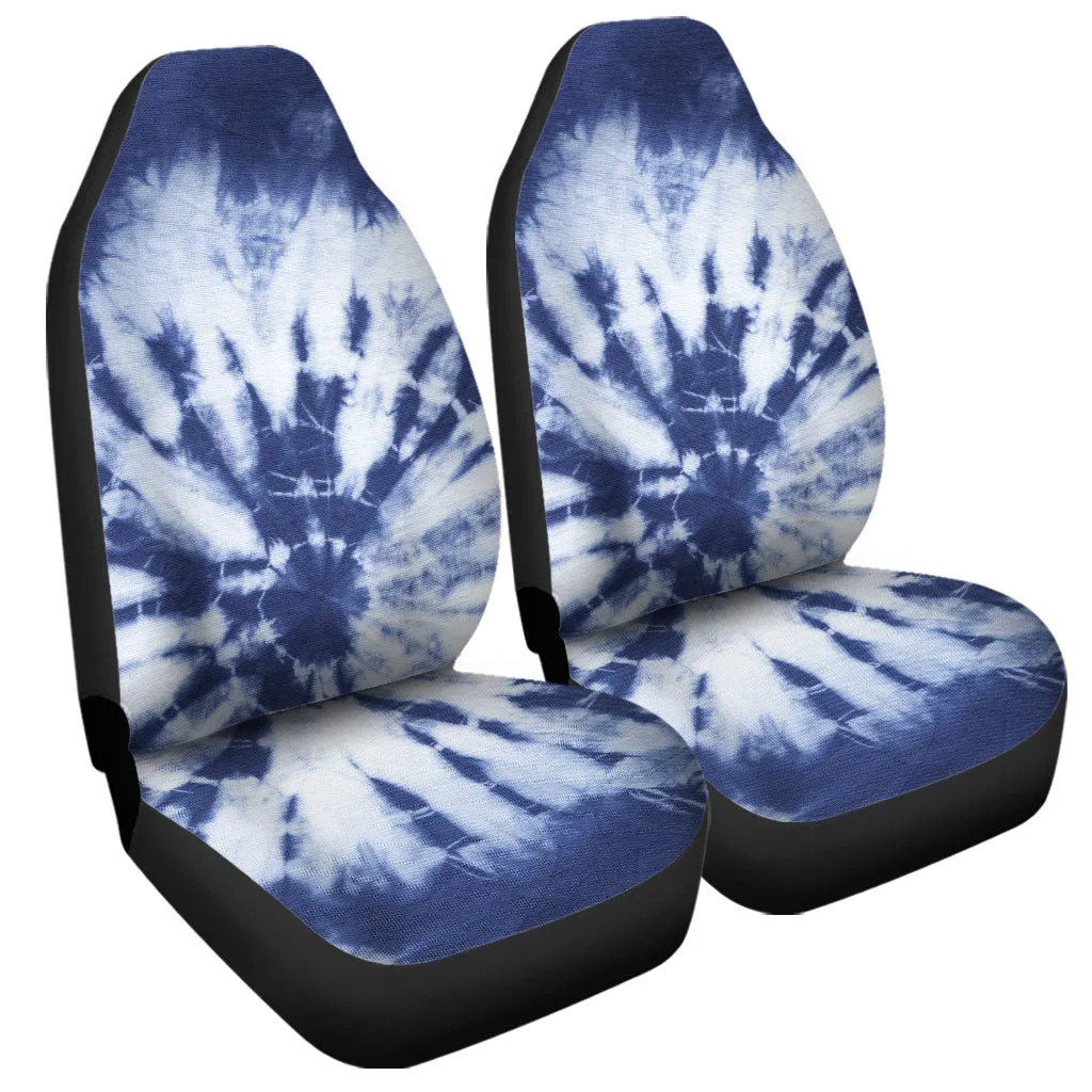 Blue And White Tie Dye Print Universal Fit Car Seat Covers