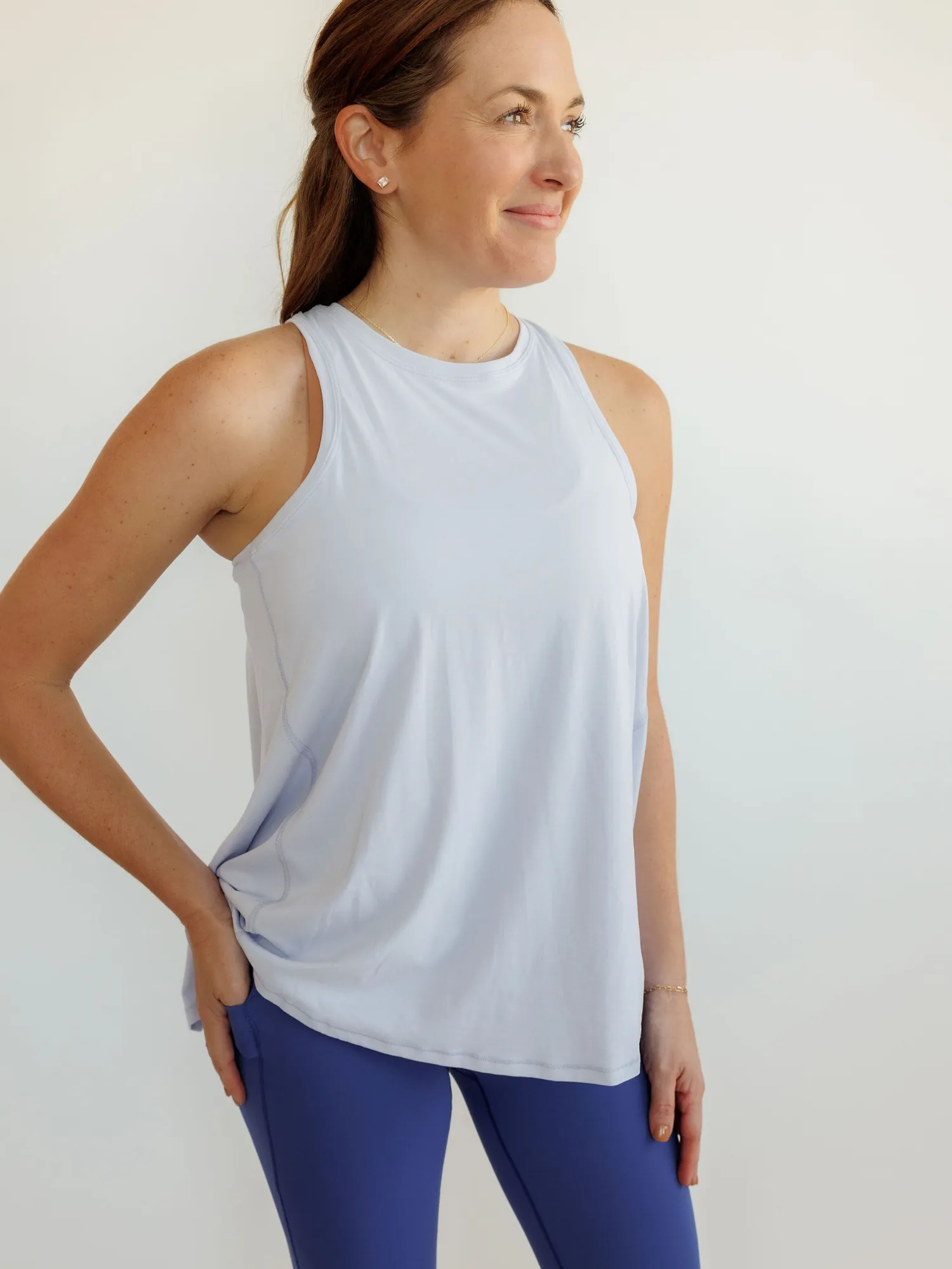 Blue Lavender "Luna" Luxe Blend Tie Back Tank