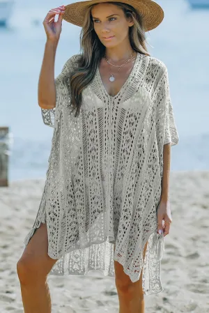 Boho Crochet Lace Kimono - Grey