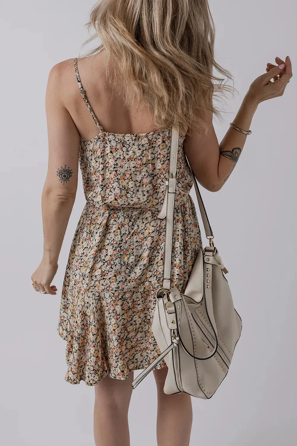 Boho Floral Printed Tie Waist Flared Sundress for Summer