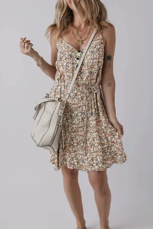 Boho Floral Printed Tie Waist Flared Sundress for Summer