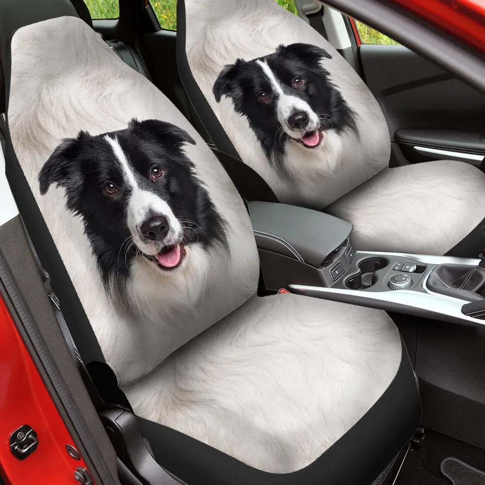 Border Collie Dog Funny Face Car Seat Covers