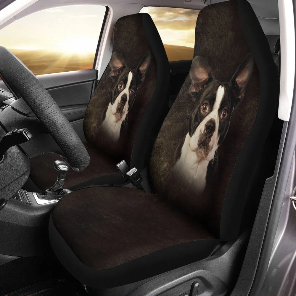 Boston Terrier Dog Funny Face Car Seat Covers