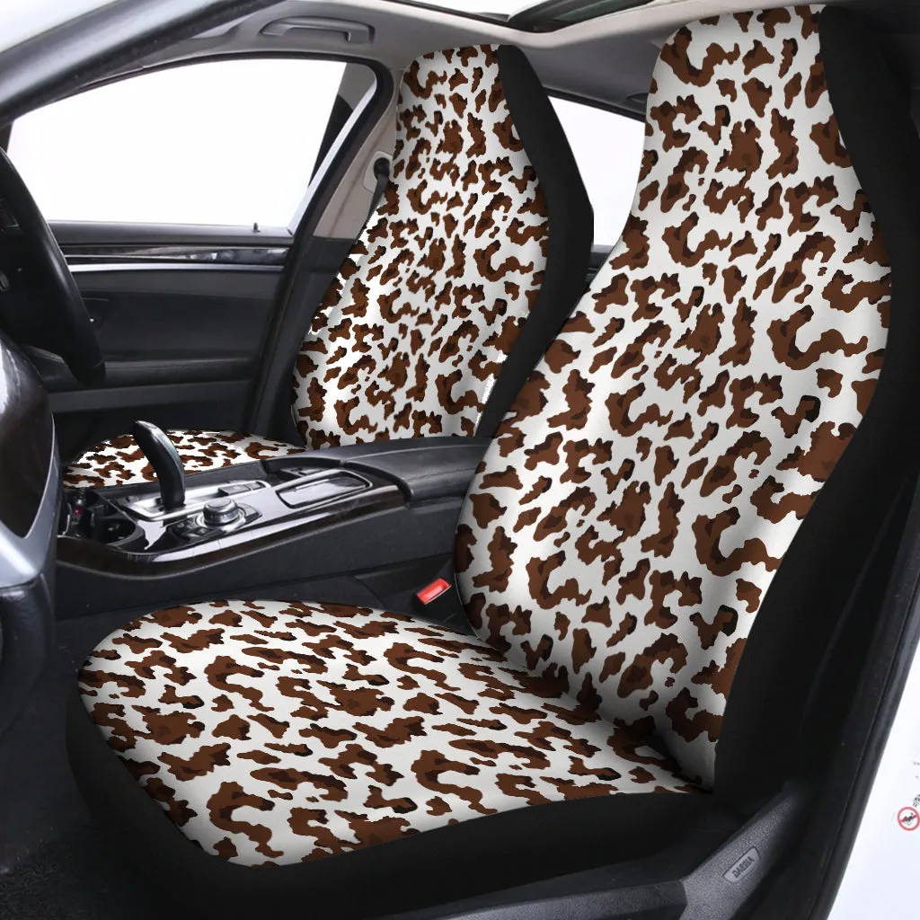 Brown And White Cow Pattern Print Universal Fit Car Seat Covers