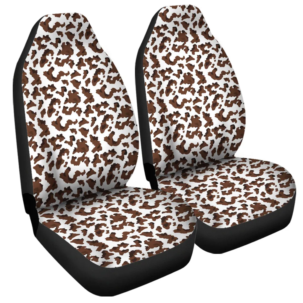 Brown And White Cow Pattern Print Universal Fit Car Seat Covers