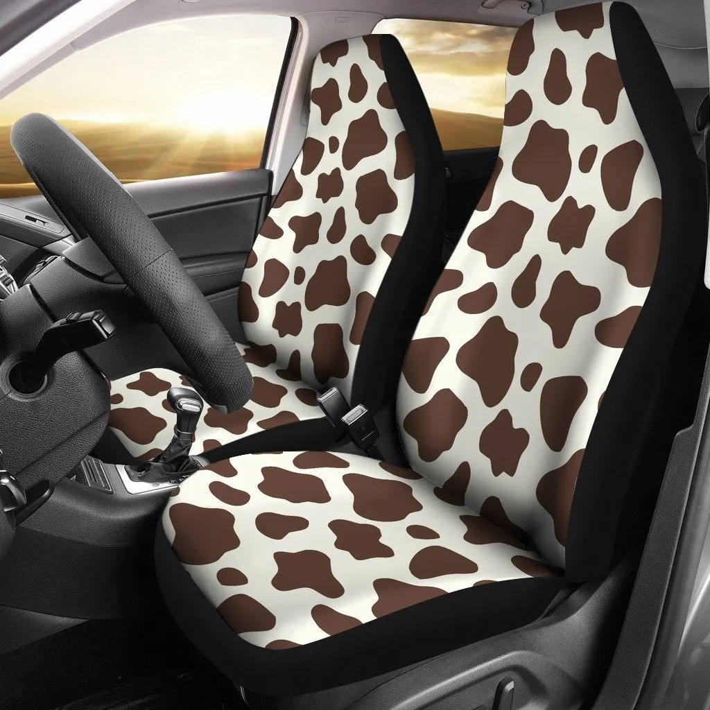 Brown And White Cow Print Universal Fit Car Seat Covers
