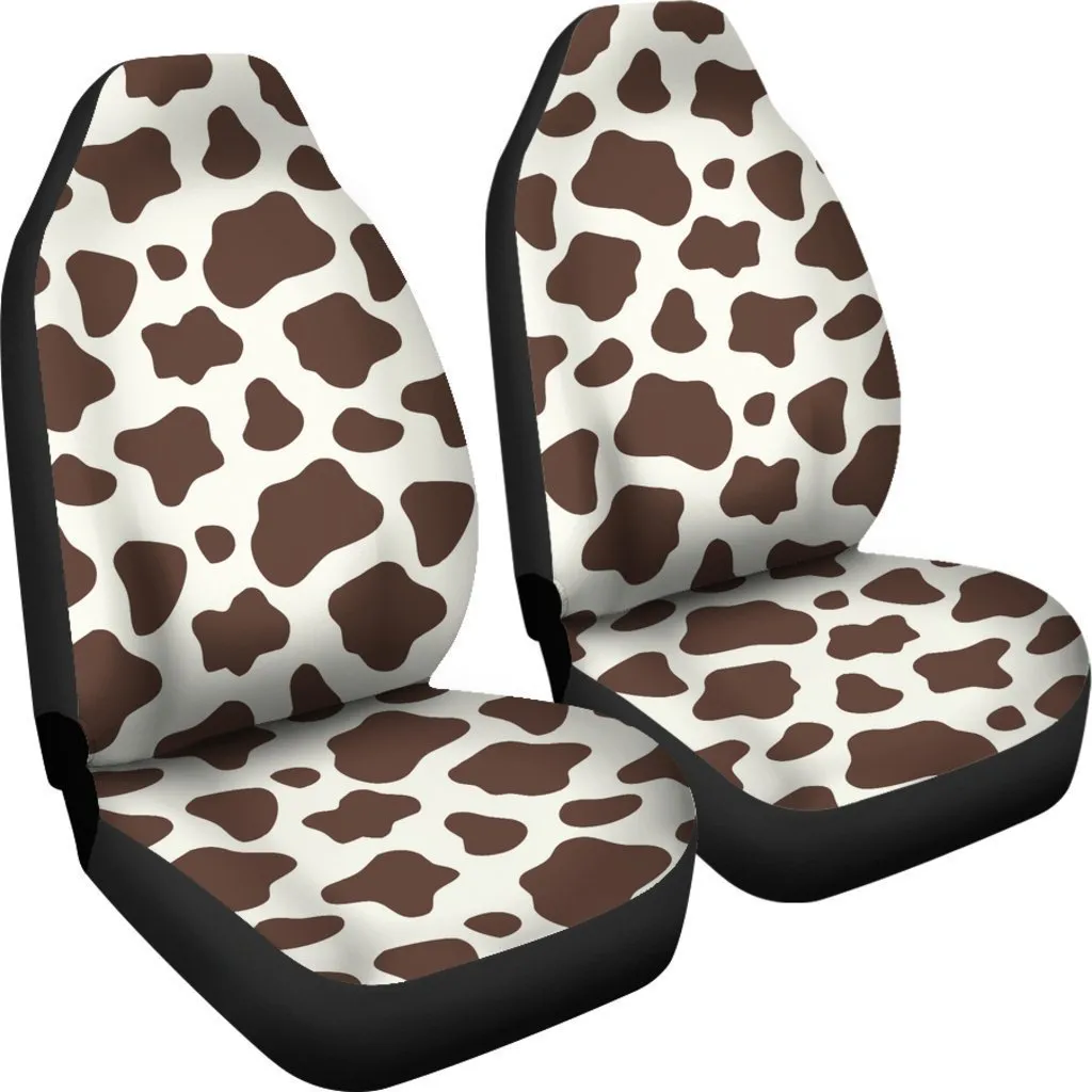 Brown And White Cow Print Universal Fit Car Seat Covers