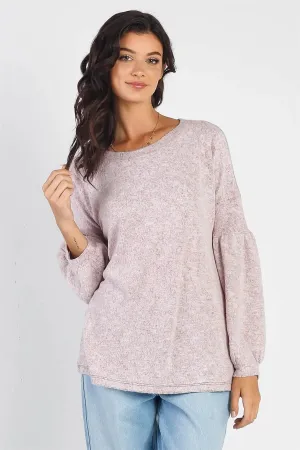 Burgundy Round Neck Juliette Long Sleeve Top