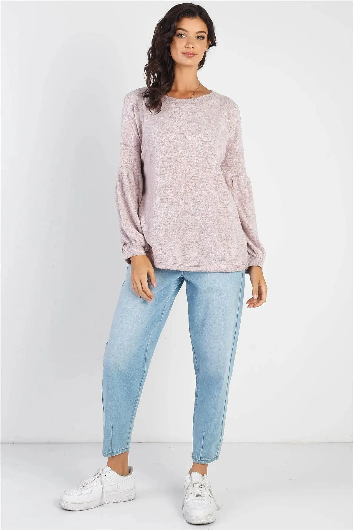 Burgundy Round Neck Juliette Long Sleeve Top