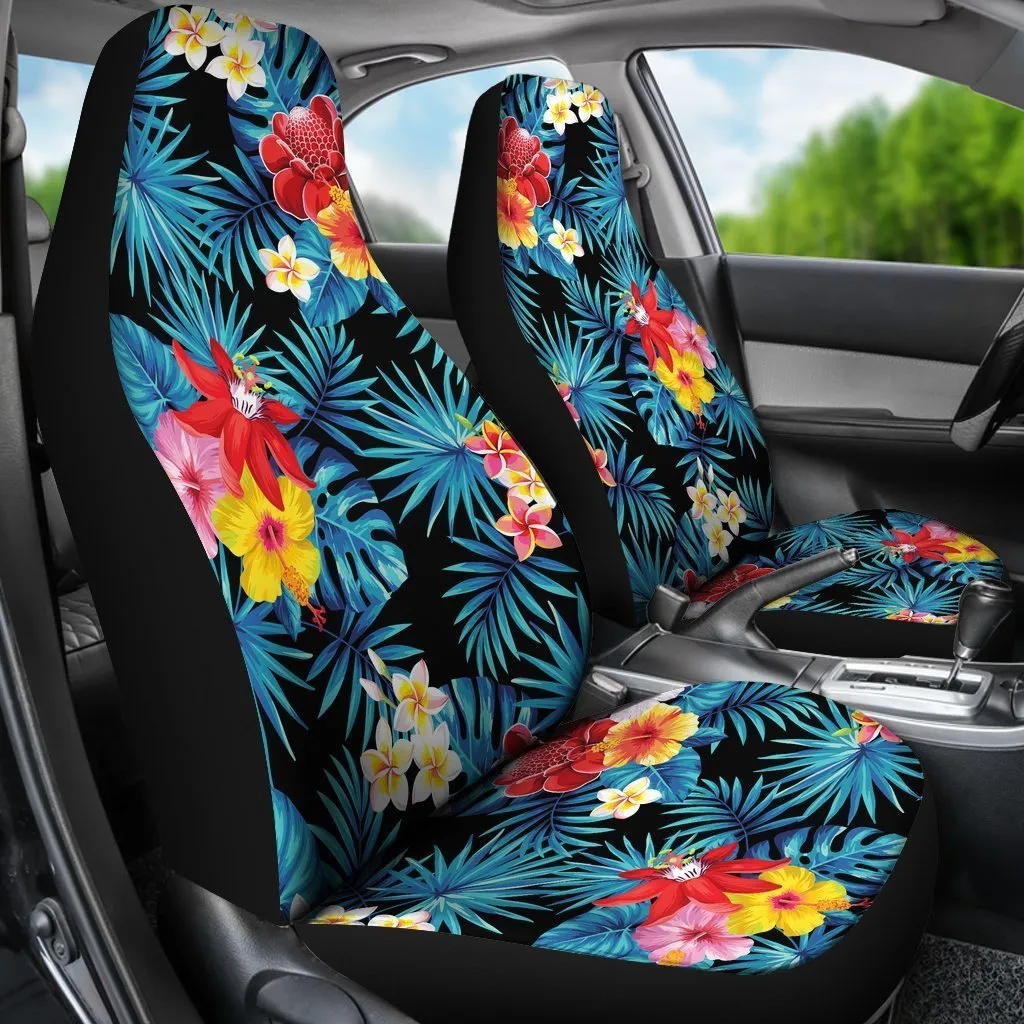 Carseat Cover Summer, Turquoise Tropical Hawaii Pattern Print Universal Fit Car Seat Covers