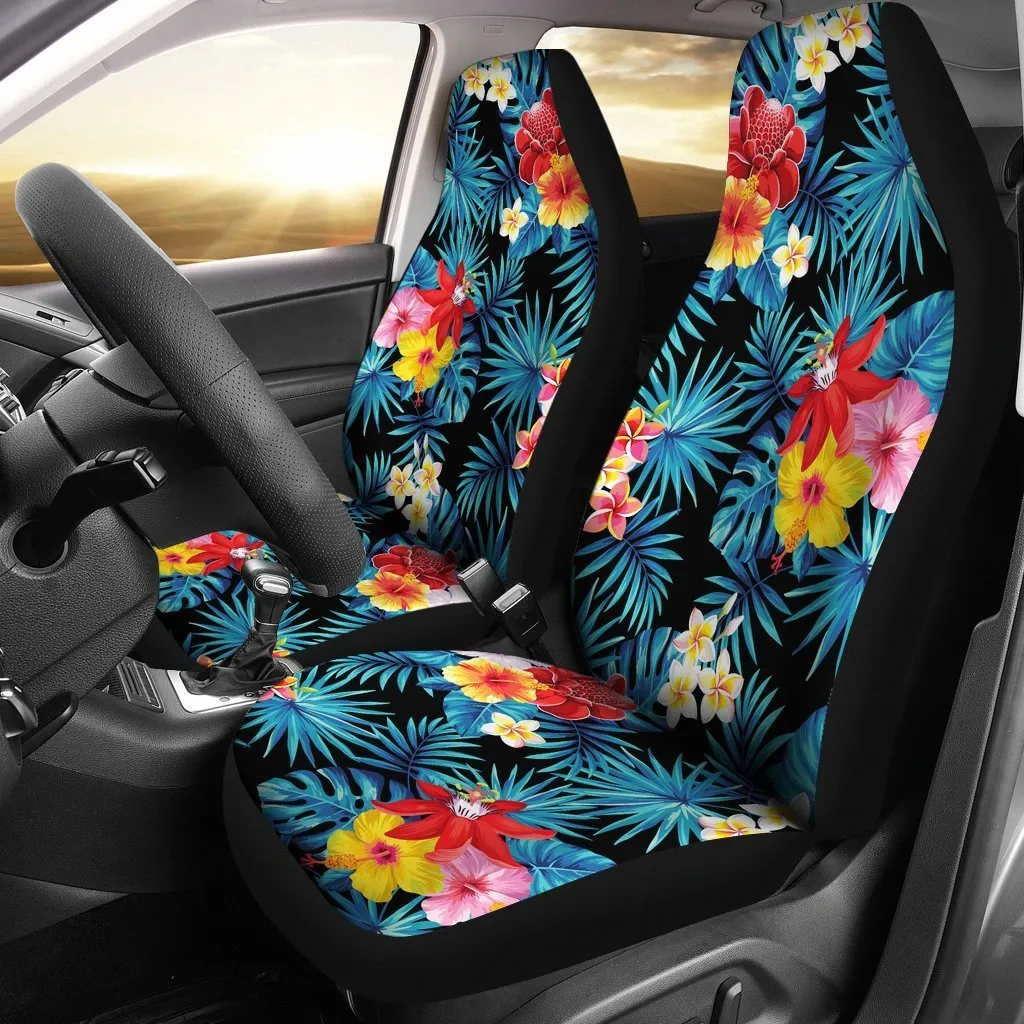 Carseat Cover Summer, Turquoise Tropical Hawaii Pattern Print Universal Fit Car Seat Covers