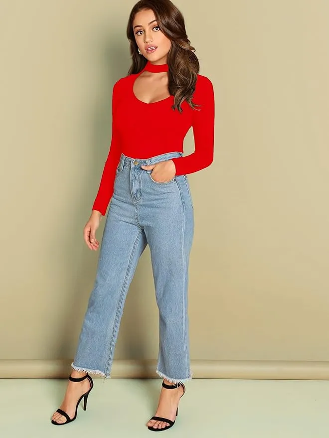 Casual Choker Neck Pullover Top