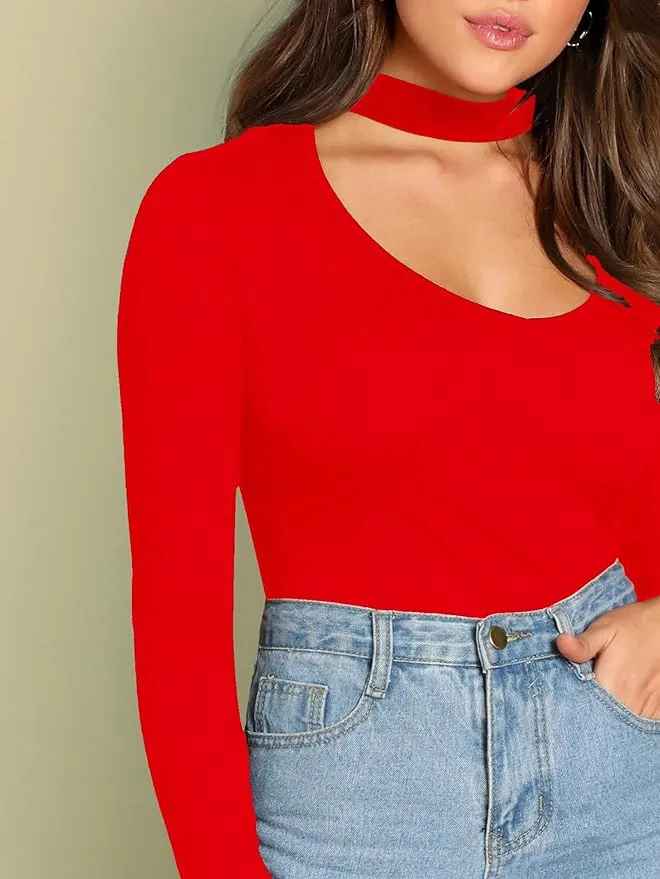Casual Choker Neck Pullover Top