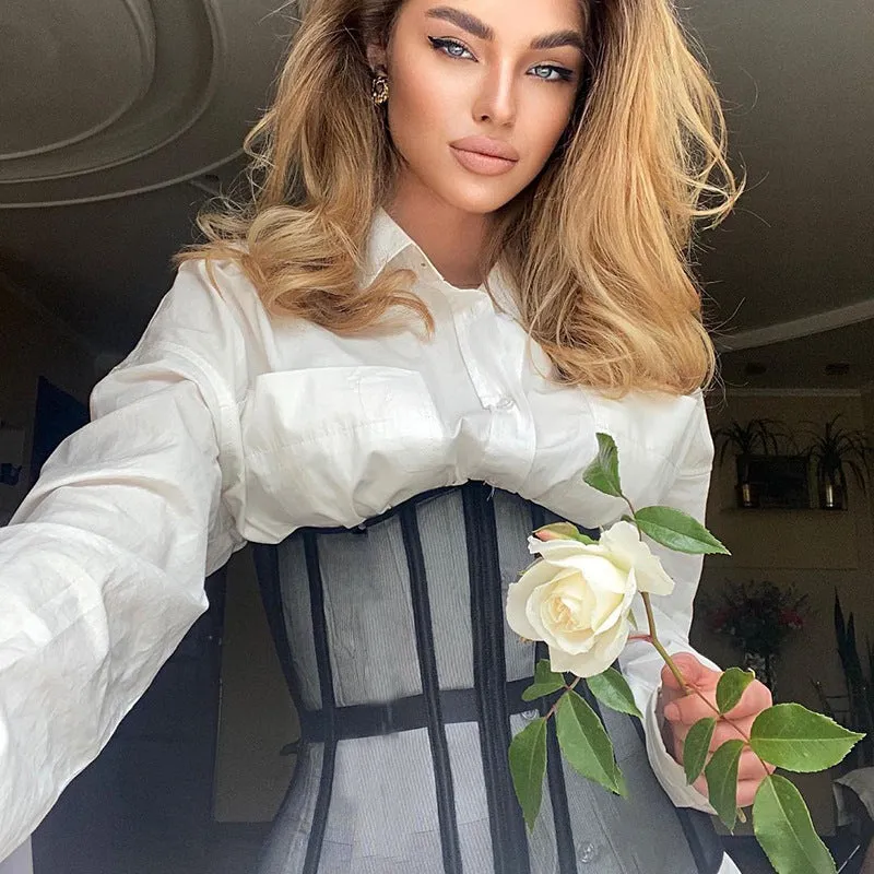 Casual Outwear Mesh Belted Vest