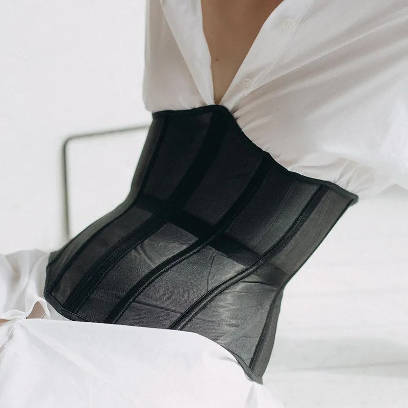 Casual Outwear Mesh Belted Vest