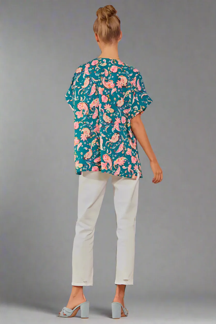 Casual Print Top - Teal
