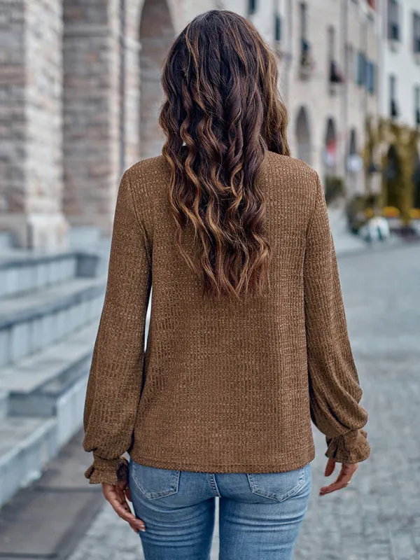 Chaya Round Neck Solid Color Casual Loose Ladies Top