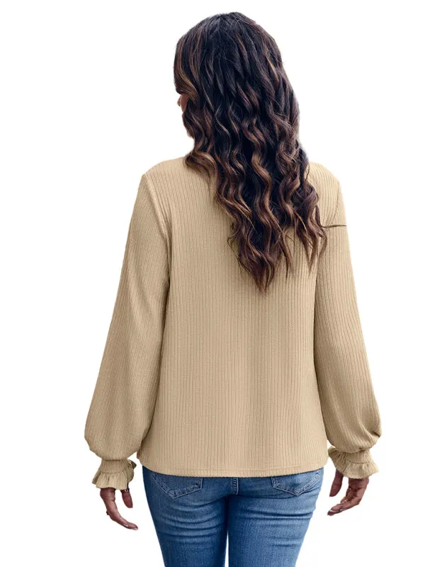 Chaya Round Neck Solid Color Casual Loose Ladies Top