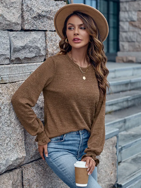 Chaya Round Neck Solid Color Casual Loose Ladies Top