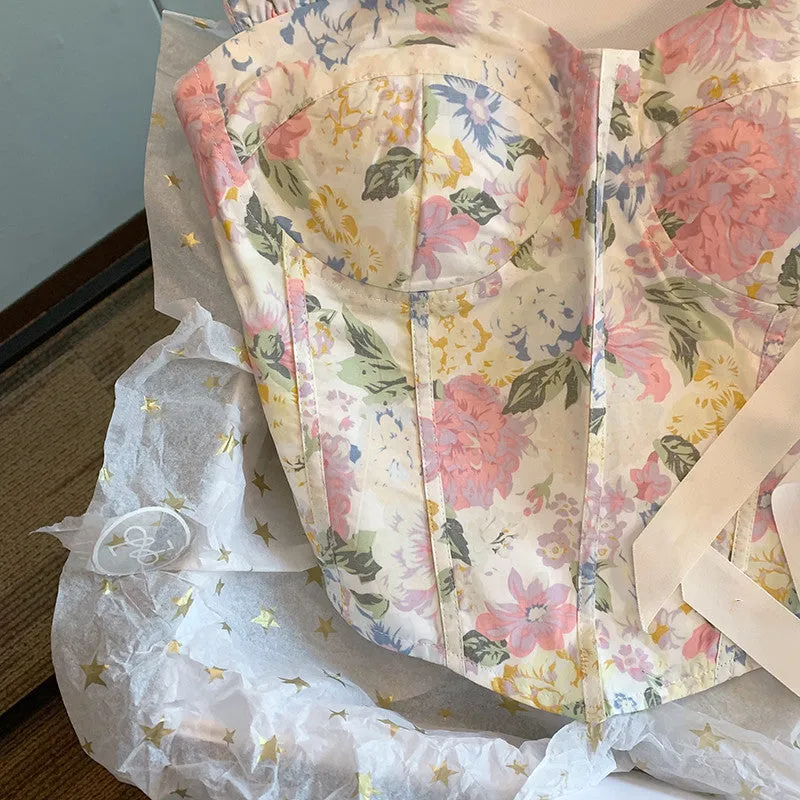 Chic Floral Printed Pleated Top