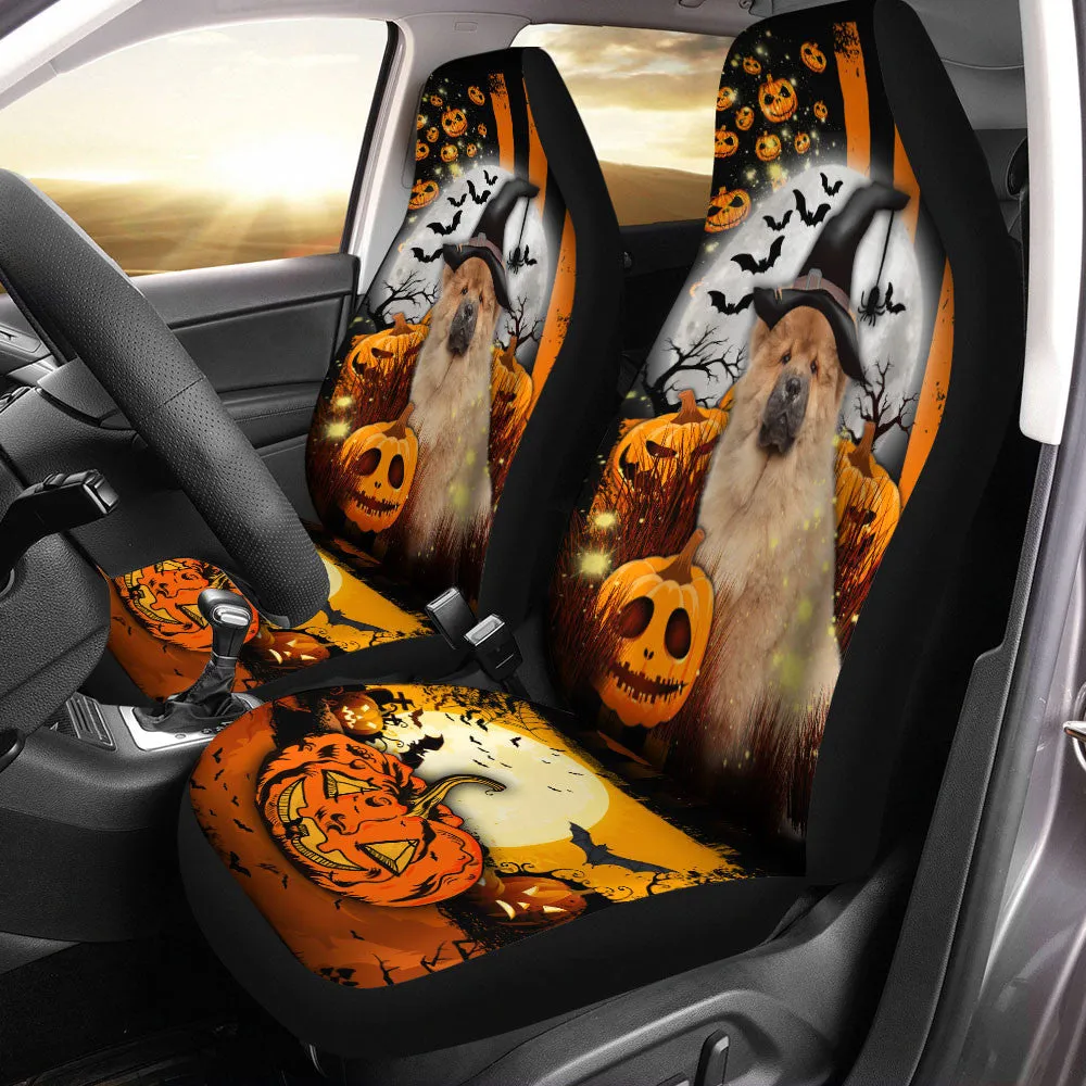Chow Chow Halloween Pumpkin Scary Moon Car Seat Covers
