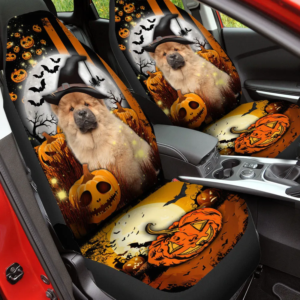 Chow Chow Halloween Pumpkin Scary Moon Car Seat Covers