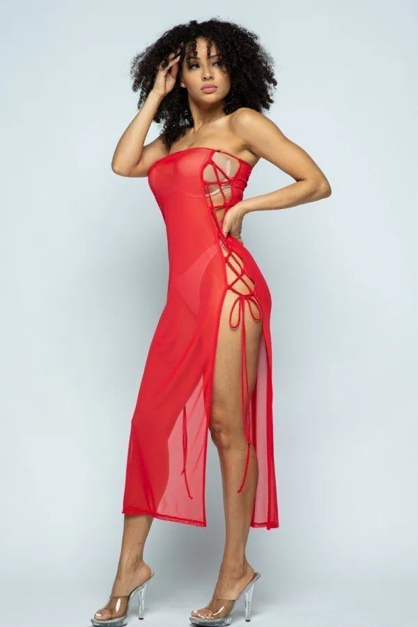 Copacabana Strapless Cover Up Mesh Dress