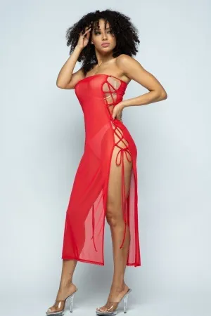 Copacabana Strapless Cover Up Mesh Dress