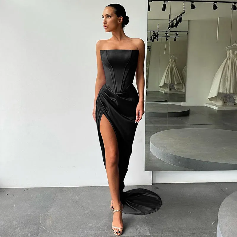 Corset Top and Elegant Silk Dress