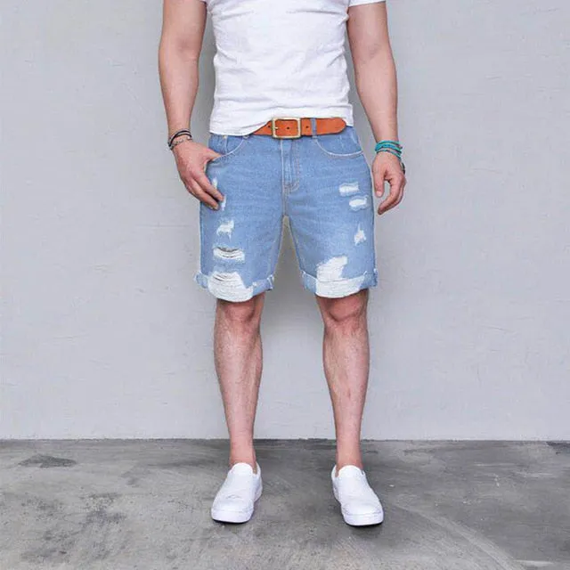 Cotton Jean Men's Pants Vintage Hole Cool Trousers for Guys Europe America Style