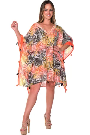 Cotton Leaf Print Cover-Up - LCT244
