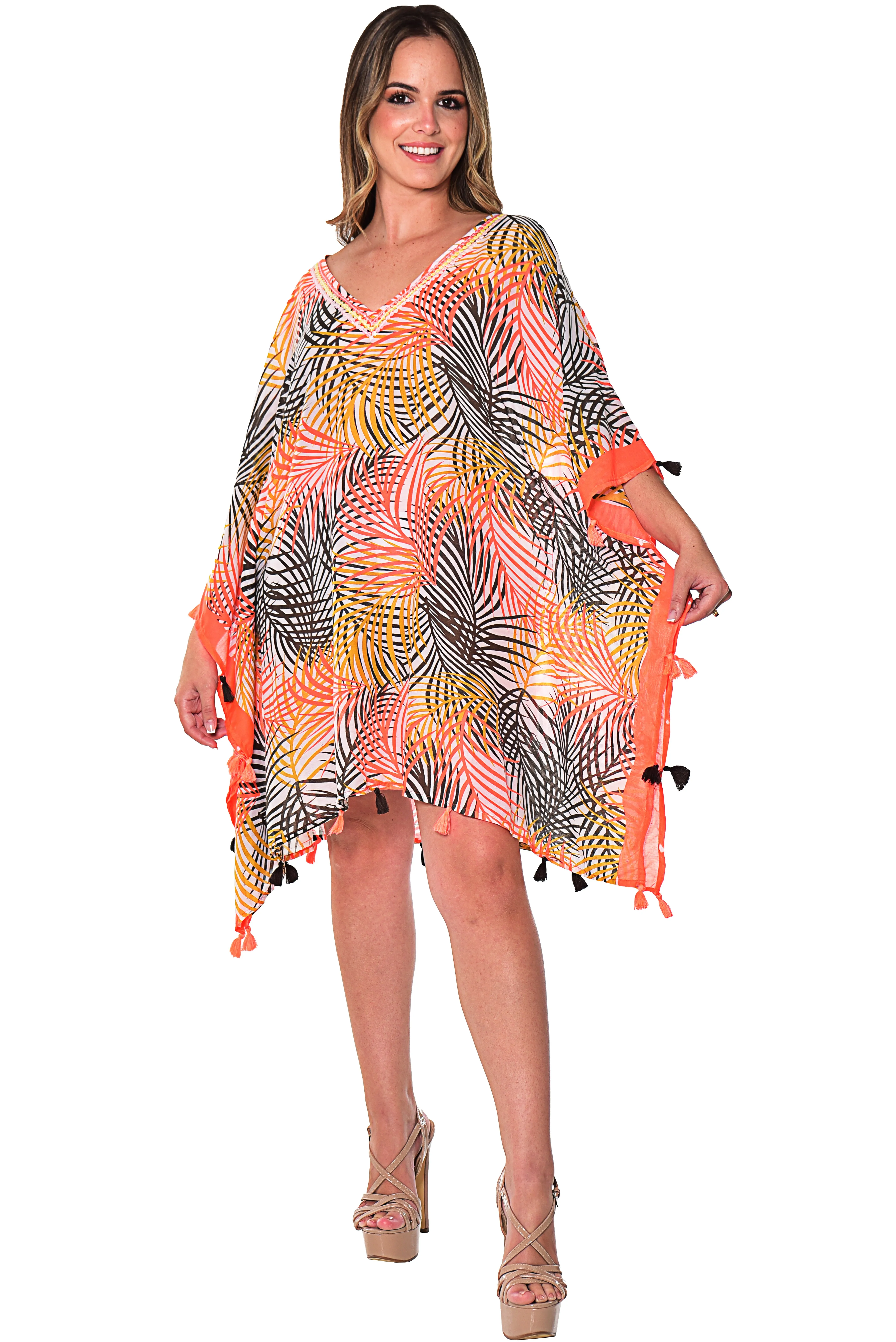 Cotton Leaf Print Cover-Up - LCT244