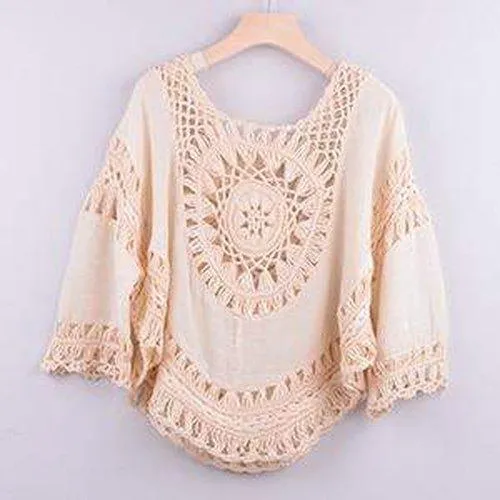 Crochet Patchwork Hollow Out Loose Bikini Coverup
